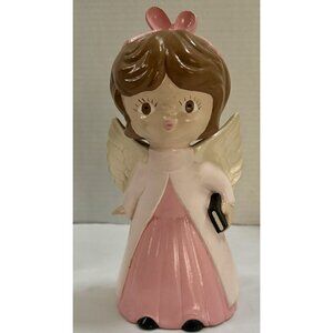 Vintage Pink Kissing Angle Ceramic Statue